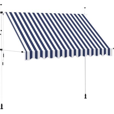 vidaXL 300cm Blauw Wit Uittrekbare Luifel - Luifel vidaXL 300cm Blauw Wit Uittrekbare Luifel - Luifel
