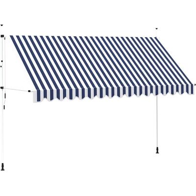 vidaXL Manuelle retractable Markise 400cm Blau-Weiß Streifen - Markise vidaXL Manuelle retractable Markise 400cm Blau-Weiß Streifen - Markise