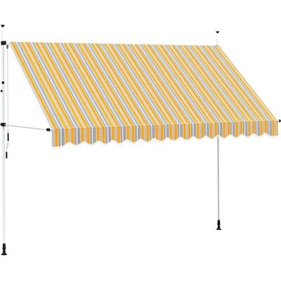 vidaXL Manuelle ausfahrbare Markise - Gelb und Blau Streifen - 350cm - Markisen vidaXL Manuelle ausfahrbare Markise - Gelb und Blau Streifen - 350cm - Markisen