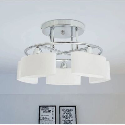 vidaXL Stropní svítidlo s elipsoidními skleněnými difuzory pro 5 E14 žárovek 200W - Stropní svítidlo vidaXL Stropní svítidlo s elipsoidními skleněnými difuzory pro 5 E14 žárovek 200W - Stropní svítidlo