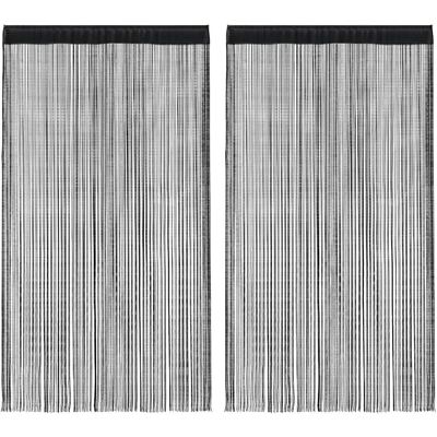 vidaXL 2x Stringgordijnen 140x250cm Zwart Kamerverdeler Raam Deur Achtergrond vidaXL 2x Stringgordijnen 140x250cm Zwart Kamerverdeler Raam Deur Achtergrond