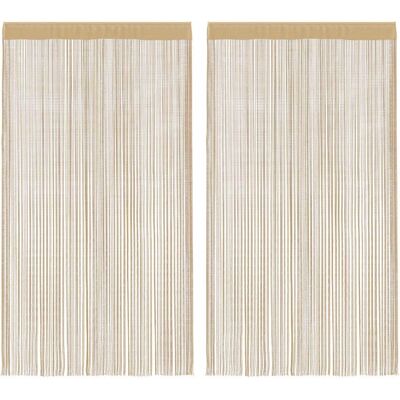vidaXL 2x Schnurvorhänge 140x250 cm Beige Raumteiler Fenster Tür - Vorhänge vidaXL 2x Schnurvorhänge 140x250 cm Beige Raumteiler Fenster Tür - Vorhänge