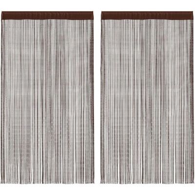vidaXL 2x String Gordijnen 140x250 cm Bruin Kamerverdeler Raam Deur - Gordijnen vidaXL 2x String Gordijnen 140x250 cm Bruin Kamerverdeler Raam Deur - Gordijnen
