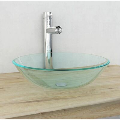 vidaXL Wastafel van gehard glas 42 cm Transparant - Wastafel vidaXL Wastafel van gehard glas 42 cm Transparant - Wastafel