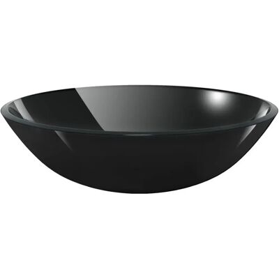 vidaXL Umywalka ze szkła hartowanego 42 cm Czarna - Umywalka vidaXL Umywalka ze szkła hartowanego 42 cm Czarna - Umywalka