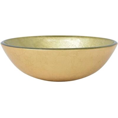 vidaXL Washbasin Tempered Glass 42 cm Gold - Washbasin vidaXL Washbasin Tempered Glass 42 cm Gold - Washbasin