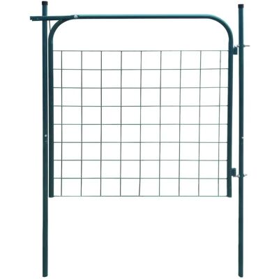 vidaXL Puerta de valla de jardín - Verde - Barrera de acero galvanizado duradera - Puerta de valla vidaXL Puerta de valla de jardín - Verde - Barrera de acero galvanizado duradera - Puerta de valla