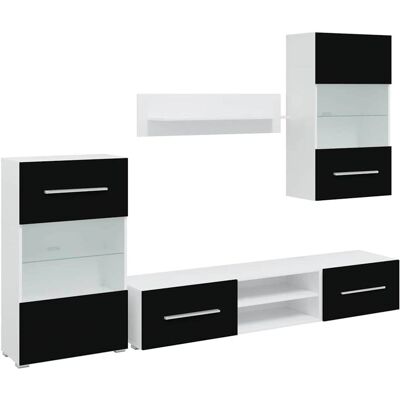 VidaXL 243864 Wand-TV-Schrank - Weiß Schwarz Moderner Regalsatz VidaXL 243864 Wand-TV-Schrank - Weiß Schwarz Moderner Regalsatz