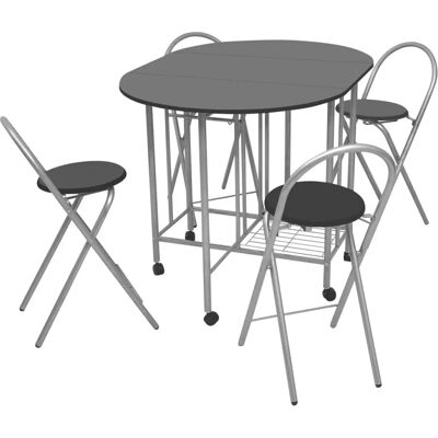 vidaXL Schwarzes Klappbarer Esszubehör 5 Stück - Essset vidaXL Schwarzes Klappbarer Esszubehör 5 Stück - Essset