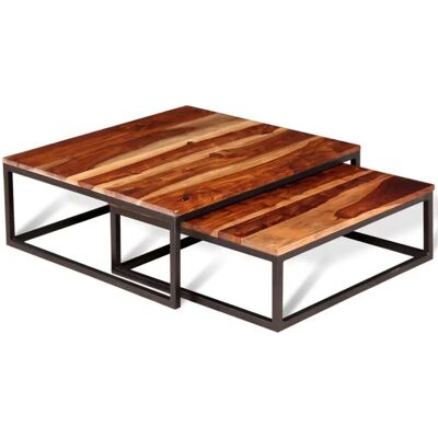 vidaXL 243961 ensemble de tables basses - Bois de sheesham rustique vidaXL 243961 ensemble de tables basses - Bois de sheesham rustique