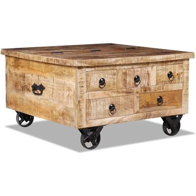 vidaXL 243979 Industrial Mango Wood Coffee Table - Vintage Charm vidaXL 243979 Industrial Mango Wood Coffee Table - Vintage Charm