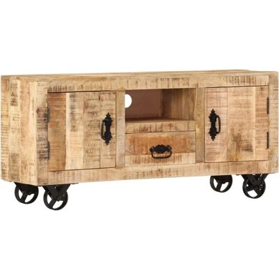 vidaXL Gabinete de TV de mango rústico - 110x30x50 cm - Marrón - Mueble TV vidaXL Gabinete de TV de mango rústico - 110x30x50 cm - Marrón - Mueble TV