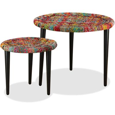 vidaXL 244213 Handgefertigte 2-teilige Mehrfarbige Chindi Couchtische - Couchtisch-Set vidaXL 244213 Handgefertigte 2-teilige Mehrfarbige Chindi Couchtische - Couchtisch-Set