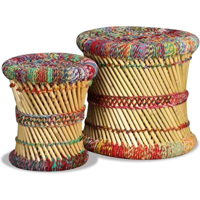 vidaXL Bambus Hocker Set 2 - Bunt, Exotisch vidaXL Bambus Hocker Set 2 - Bunt, Exotisch