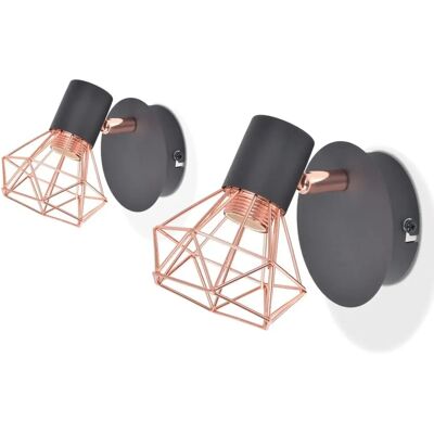 vidaXL Wandleuchten 2 Stück Schwarz Kupfer Industriestil - Wandleuchte vidaXL Wandleuchten 2 Stück Schwarz Kupfer Industriestil - Wandleuchte