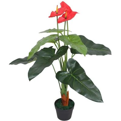 vidaXL Künstliche Anthurium-Pflanze mit Topf 90 cm Rot und Gelb - Kunstpflanze vidaXL Künstliche Anthurium-Pflanze mit Topf 90 cm Rot und Gelb - Kunstpflanze