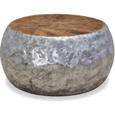 vidaXL Table basse en aluminium et teck - 60x60x30 cm - Argenté - Publicité vidaXL Table basse en aluminium et teck - 60x60x30 cm - Argenté - Publicité