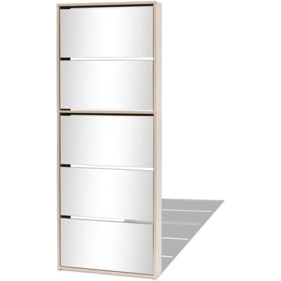 vidaXL Schuhschrank 5-Schicht Spiegel Eiche - Schuhorganizer vidaXL Schuhschrank 5-Schicht Spiegel Eiche - Schuhorganizer