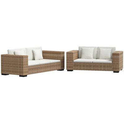 vidaXL 274359 Sofaset - Natürliches Rattan, Creme, 2 & 3-Sitzer vidaXL 274359 Sofaset - Natürliches Rattan, Creme, 2 & 3-Sitzer
