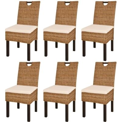 MAISONCHIC Mango Hout Kubu Rattan Eetkamerstoelen - 6 stuks MAISONCHIC Mango Hout Kubu Rattan Eetkamerstoelen - 6 stuks