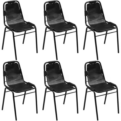 VidaXL 274394 Schwarze Leder Set 6 Esszimmerstühle - Esszimmerstuhl VidaXL 274394 Schwarze Leder Set 6 Esszimmerstühle - Esszimmerstuhl