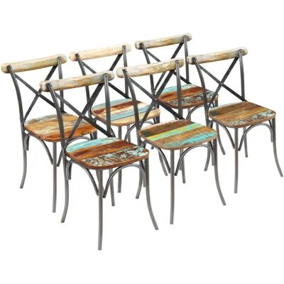 vidaXL 6 stuks gerecyclede houten eetkamerstoelen - Vintage stijl vidaXL 6 stuks gerecyclede houten eetkamerstoelen - Vintage stijl