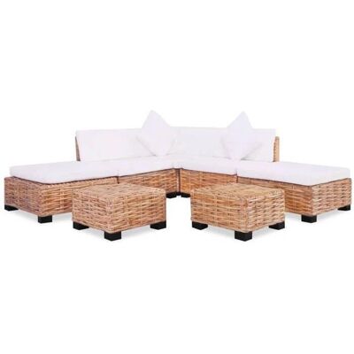 vidaXL Sofagarnitur 27-Tlg. Natürliches Rattan - Eckteil + 2x Mittelteil + 2x F vidaXL Sofagarnitur 27-Tlg. Natürliches Rattan - Eckteil + 2x Mittelteil + 2x F
