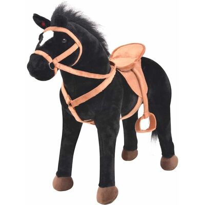 vidaXL Ridehest - Plysd Sort - Realistisk & Lyd vidaXL Ridehest - Plysd Sort - Realistisk & Lyd
