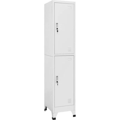 vidaXL Schrank mit 2 Fächern in Grau - Industrie Stahlschrank vidaXL Schrank mit 2 Fächern in Grau - Industrie Stahlschrank