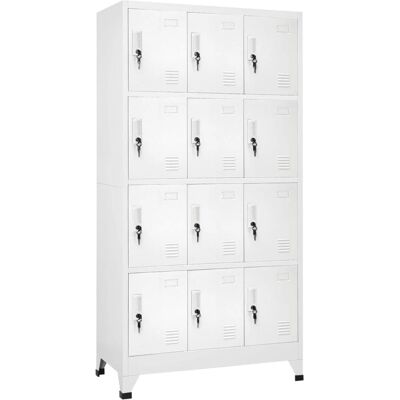 vidaXL Schließfachschrank mit 12 Fächern - Stahl Grau - Schließfachschrank vidaXL Schließfachschrank mit 12 Fächern - Stahl Grau - Schließfachschrank