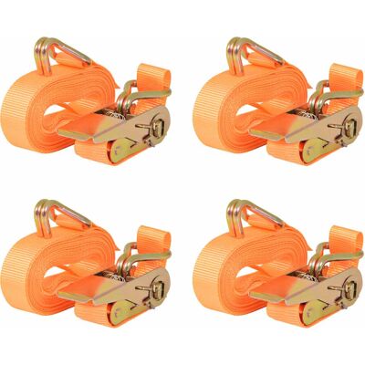 vidaXL spænderem med ratel - 6m x 25mm - 4 stk - Orange - Spænderem med ratel vidaXL spænderem med ratel - 6m x 25mm - 4 stk - Orange - Spænderem med ratel