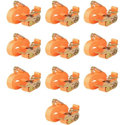 vidaXL 10x/4x Spænder med ratel 0,4 t Orange 6m x 25mm vidaXL 10x/4x Spænder med ratel 0,4 t Orange 6m x 25mm