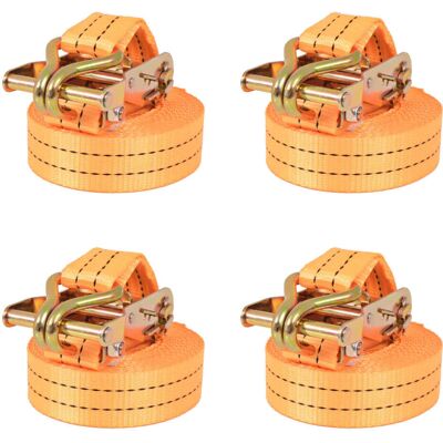 vidaXL Ratchet Tie Down Straps 4 pcs 6m Orange - Cargo Securement vidaXL Ratchet Tie Down Straps 4 pcs 6m Orange - Cargo Securement