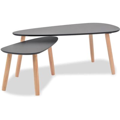 vidaXL 244732 Schwarzer Kiefernholz Kaffee- und Beistelltisch - Beistelltisch vidaXL 244732 Schwarzer Kiefernholz Kaffee- und Beistelltisch - Beistelltisch
