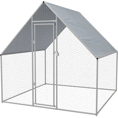 vidaXL Udendørs hønsebur i galvaniseret stål 2x2x1,92m vidaXL Udendørs hønsebur i galvaniseret stål 2x2x1,92m