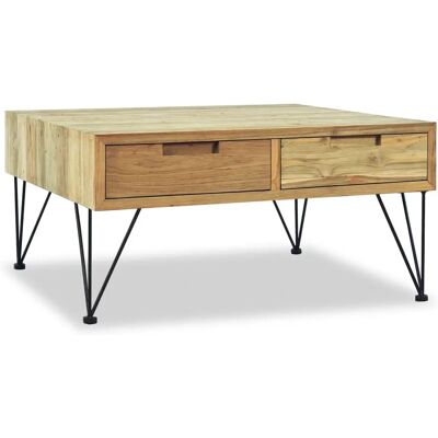 vidaXL Table Basse en Teck Massif 80x80x40cm avec 2 Tiroirs - Table de salon vidaXL Table Basse en Teck Massif 80x80x40cm avec 2 Tiroirs - Table de salon