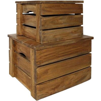 vidaXL Massivholz Aufbewahrungsboxen-Set - Antik Stil - 2 Stück vidaXL Massivholz Aufbewahrungsboxen-Set - Antik Stil - 2 Stück