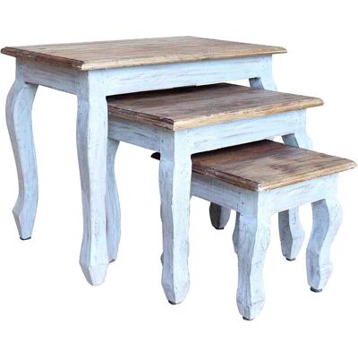 vidaXL Ensemble de 3 Tables Gigognes en Bois Massif - Style Vintage Antique vidaXL Ensemble de 3 Tables Gigognes en Bois Massif - Style Vintage Antique
