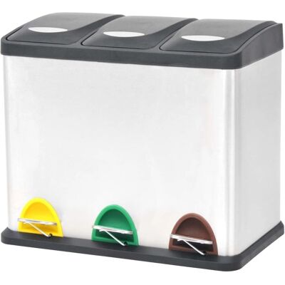 vidaXL Recycling Voetpedal Afvalbak - RVS 24 L vidaXL Recycling Voetpedal Afvalbak - RVS 24 L
