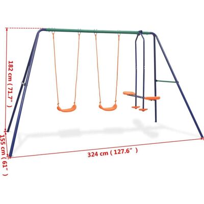Ensemble de balançoires vidaXL avec 4 sièges orange - Jeu d'extérieur pour enfants - Publicité Ensemble de balançoires vidaXL avec 4 sièges orange - Jeu d'extérieur pour enfants - Publicité