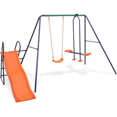 vidaXL Conjunto de Pendurais - Estrutura de aço durável, 3 assentos, Fácil de montar - Conjunto de pêndulo vidaXL Conjunto de Pendurais - Estrutura de aço durável, 3 assentos, Fácil de montar - Conjunto de pêndulo
