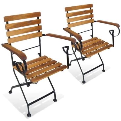 vidaXL Gartenstühle - Faltbare Akazienholz Stahl - 2 Stück vidaXL Gartenstühle - Faltbare Akazienholz Stahl - 2 Stück