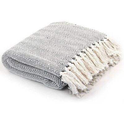 vidaXL Bomulds Herringbone Tæppe - 125x150cm Grå - Tæppe vidaXL Bomulds Herringbone Tæppe - 125x150cm Grå - Tæppe