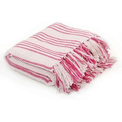 vidaXL Rosa Weiß Baumwollüberwurf 160x210 cm - Decke vidaXL Rosa Weiß Baumwollüberwurf 160x210 cm - Decke