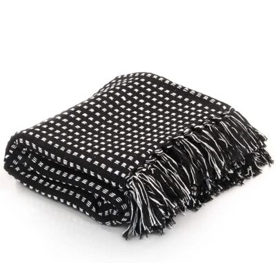 vidaXL Baumwollwurf Karomuster 160x210cm Schwarz Sofa Bettdecke vidaXL Baumwollwurf Karomuster 160x210cm Schwarz Sofa Bettdecke