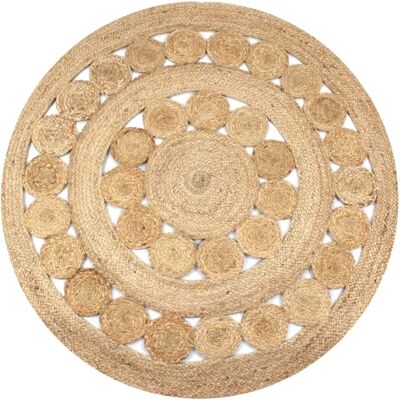 vidaXL Round Jute Braided Area Rug - 150cm Floor Carpet vidaXL Round Jute Braided Area Rug - 150cm Floor Carpet