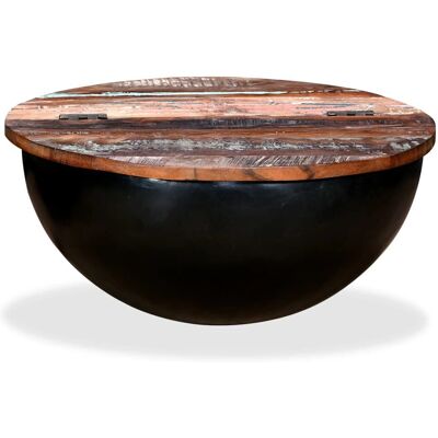Mesa de café de madera reciclada negra con forma de cuenco vidaXL - Mesa auxiliar Mesa de café de madera reciclada negra con forma de cuenco vidaXL - Mesa auxiliar