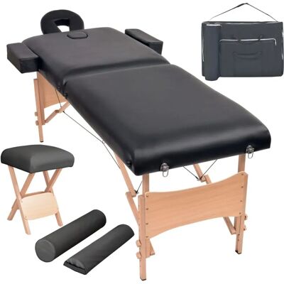 vidaXL Massagetisch und Hocker-Set - 2 Zonen, 10 cm, Schwarz vidaXL Massagetisch und Hocker-Set - 2 Zonen, 10 cm, Schwarz