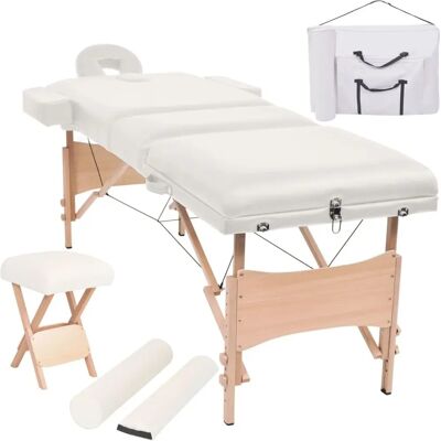 vidaXL Massageliege & Hocker-Set - 3 Zonen, Verstellbar, Weiß vidaXL Massageliege & Hocker-Set - 3 Zonen, Verstellbar, Weiß