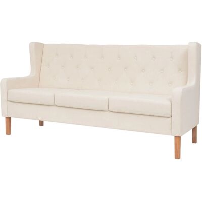Nnevl 3-osobowa sofa z tkaniny Kremowa Biała - Sofa Nnevl 3-osobowa sofa z tkaniny Kremowa Biała - Sofa